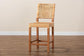 Lesia Modern Bohemian Natural Brown Rattan and Walnut Brown Finished Wood Counter Stool FredCo