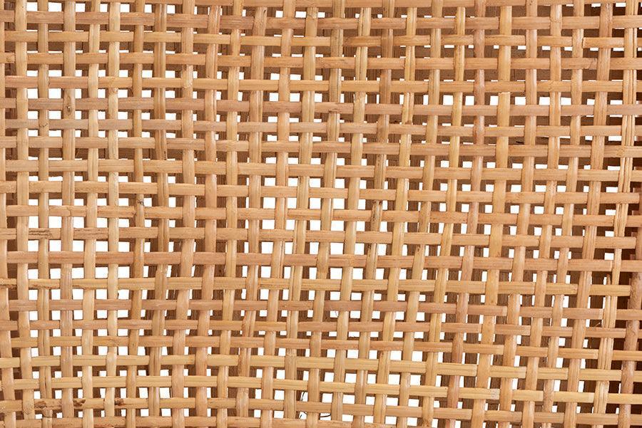 Lesia Modern Bohemian Natural Brown Rattan and Walnut Brown Finished Wood Counter Stool FredCo