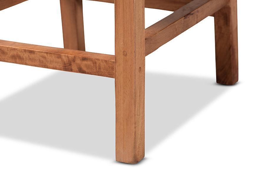 Lesia Modern Bohemian Natural Brown Rattan and Walnut Brown Finished Wood Counter Stool FredCo