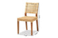 Lesia Modern Bohemian Natural Brown Rattan and Walnut Brown Finished Wood Dining Chair FredCo