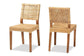 Lesia Modern Bohemian Natural Brown Rattan and Walnut Brown Finished Wood Dining Chair FredCo