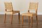 Lesia Modern Bohemian Natural Brown Rattan and Walnut Brown Finished Wood Dining Chair FredCo