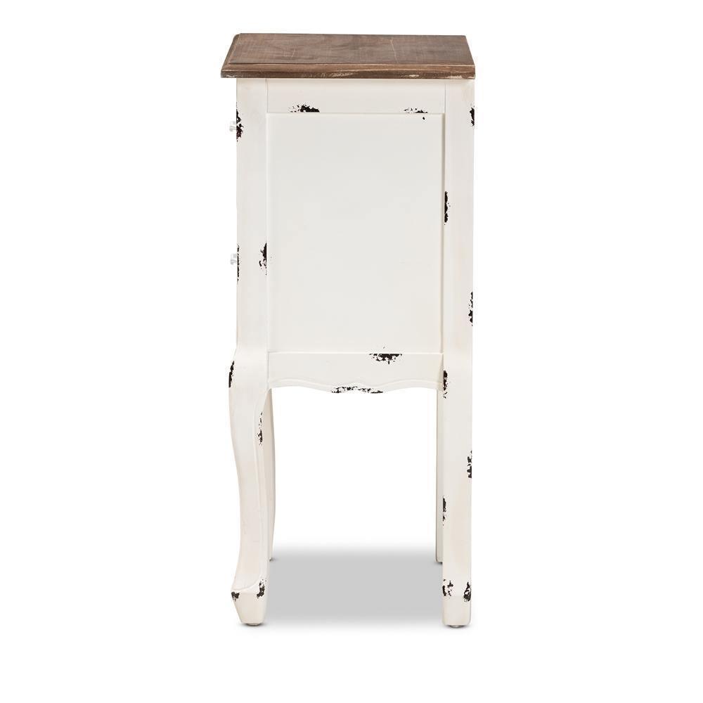Levron Classic and Traditional Two-Tone Walnut Brown and Antique White Finished Wood 2-Drawer Nightstand FredCo