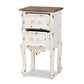 Levron Classic and Traditional Two-Tone Walnut Brown and Antique White Finished Wood 2-Drawer Nightstand FredCo