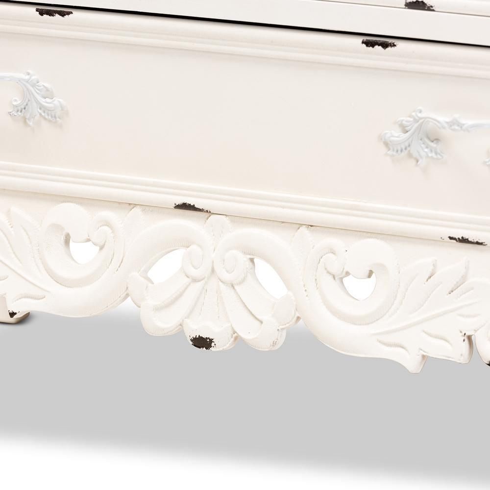 Levron Classic and Traditional Two-Tone Walnut Brown and Antique White Finished Wood 5-Drawer Storage Cabinet FredCo