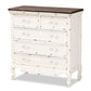 Levron Classic and Traditional Two-Tone Walnut Brown and Antique White Finished Wood 5-Drawer Storage Cabinet FredCo