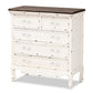 Levron Classic and Traditional Two-Tone Walnut Brown and Antique White Finished Wood 5-Drawer Storage Cabinet FredCo