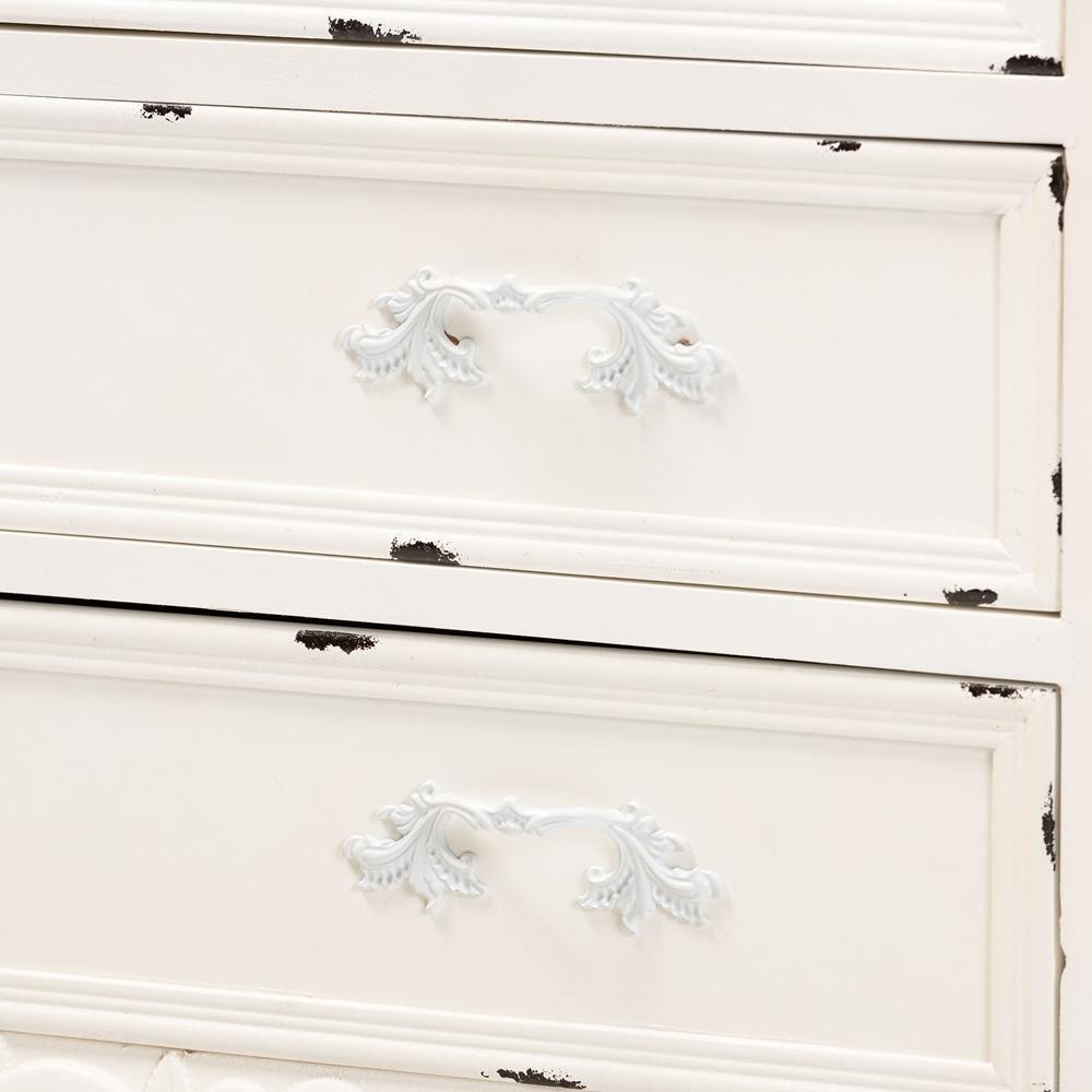 Levron Classic and Traditional Two-Tone Walnut Brown and Antique White Finished Wood 5-Drawer Storage Cabinet FredCo