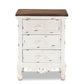 Levron Classic and Traditional Walnut Brown and Antique White Finished Wood 3-Drawer Nightstand FredCo