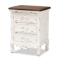 Levron Classic and Traditional Walnut Brown and Antique White Finished Wood 3-Drawer Nightstand FredCo