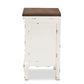 Levron Classic and Traditional Walnut Brown and Antique White Finished Wood 3-Drawer Nightstand FredCo