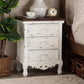 Levron Classic and Traditional Walnut Brown and Antique White Finished Wood 3-Drawer Nightstand FredCo