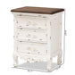 Levron Classic and Traditional Walnut Brown and Antique White Finished Wood 3-Drawer Nightstand FredCo