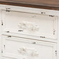 Levron Classic and Traditional Walnut Brown and Antique White Finished Wood 3-Drawer Nightstand FredCo