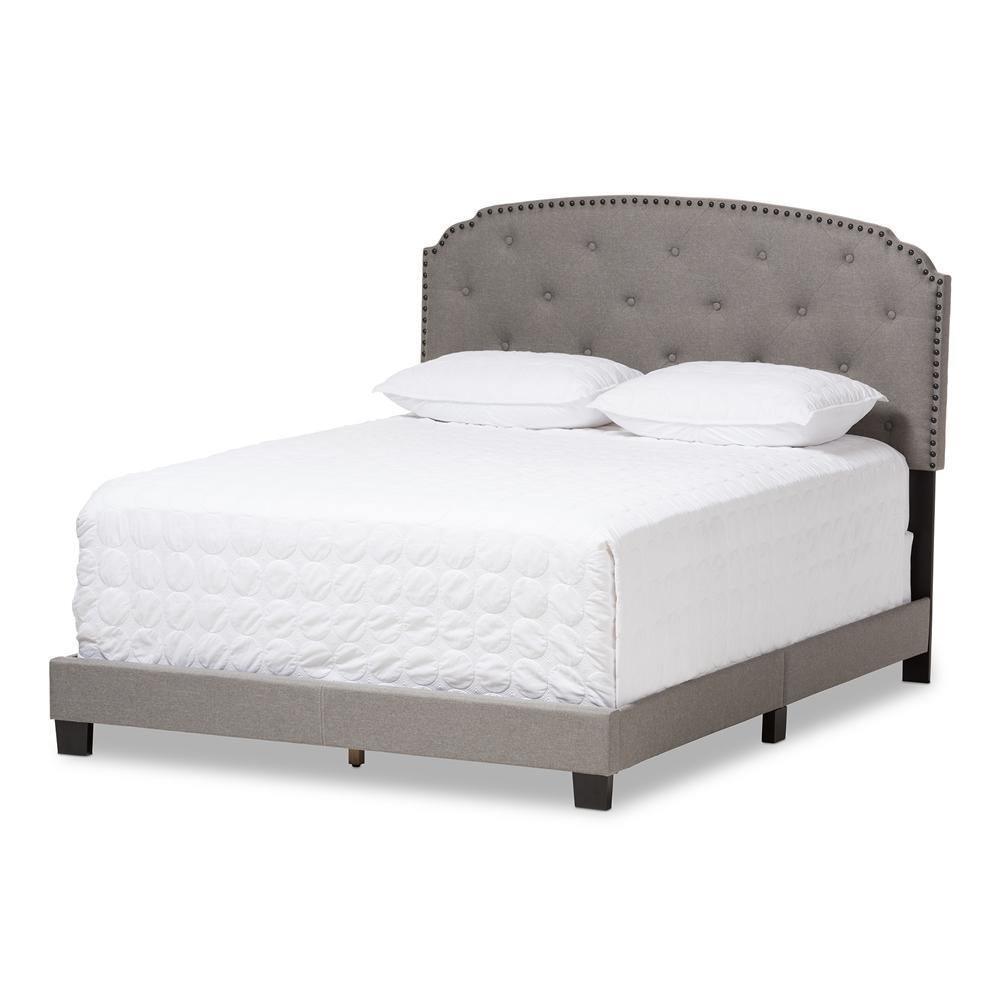 Lexi Modern and Contemporary Light Grey Fabric Upholstered Queen Size Bed FredCo