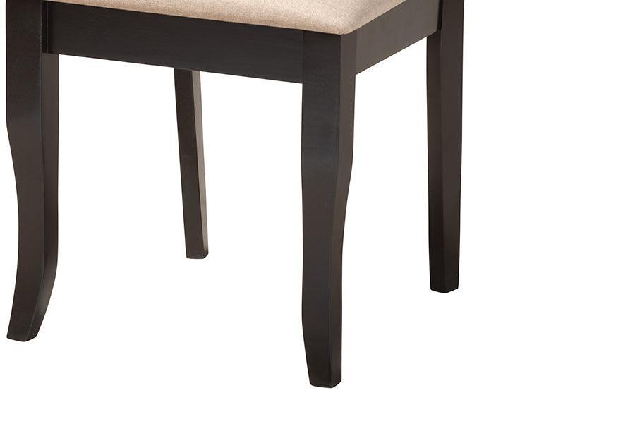 Lexi Modern Beige Fabric and Dark Brown Finished Wood 5-Piece Dining Set FredCo