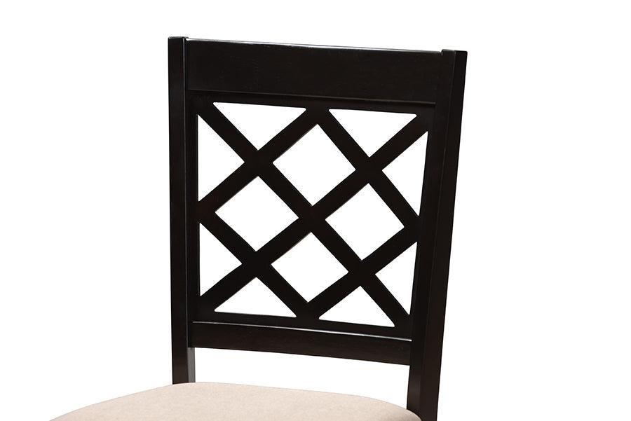 Lexi Modern Beige Fabric and Dark Brown Finished Wood 5-Piece Dining Set FredCo