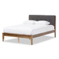 Leyton Mid-Century Modern Grey Fabric Upholstered King Size Platform Bed FredCo