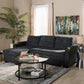 Lianna Modern and Contemporary Dark Grey Fabric Upholstered Sectional Sofa FredCo