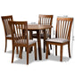 Lida Modern and Contemporary Grey Fabric Upholstered and Walnut Brown Finished Wood 5-Piece Dining Set FredCo
