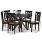 Liese Modern and Contemporary Transitional Two-Tone Dark Brown and Walnut Brown Finished Wood 7-Piece Dining Set FredCo