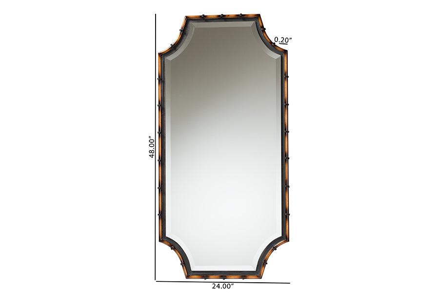 Lieven Rustic Glam and Luxe Two-Tone Light Brown and Black Finished Metal Accent Wall Mirror FredCo