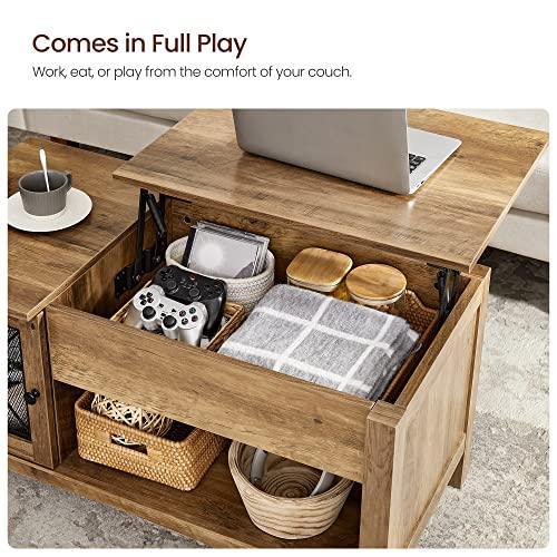 Lift Top Coffee Table with Storage 39", Rustic Walnut FredCo