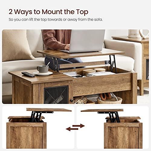 Lift Top Coffee Table with Storage 39", Rustic Walnut FredCo