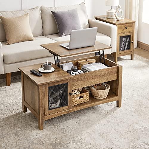 Lift Top Coffee Table with Storage 39", Rustic Walnut FredCo