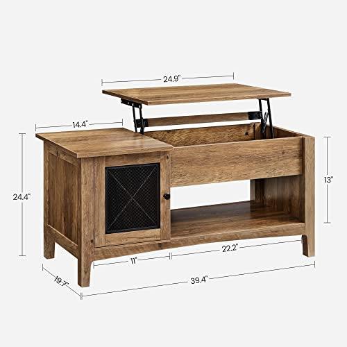 Lift Top Coffee Table with Storage 39", Rustic Walnut FredCo