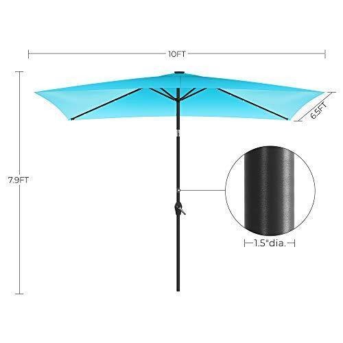 Lighted Rectangular Outdoor Umbrella Lake Blue Solar FredCo