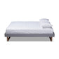 Liliya Mid-Century Modern Light Grey Fabric Upholstered Walnut Brown Finished Wood Full Size Platform Bed Frame FredCo