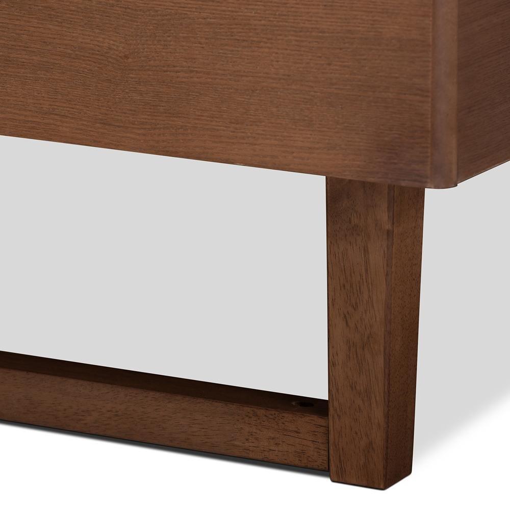 Liliya Mid-Century Modern Walnut Brown Finished Wood Full Size Platform Bed Frame FredCo