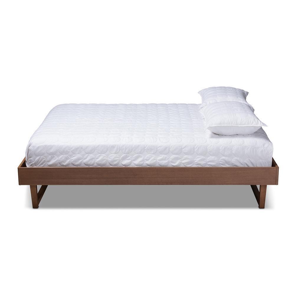Liliya Mid-Century Modern Walnut Brown Finished Wood Full Size Platform Bed Frame FredCo