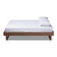 Liliya Mid-Century Modern Walnut Brown Finished Wood Full Size Platform Bed Frame FredCo