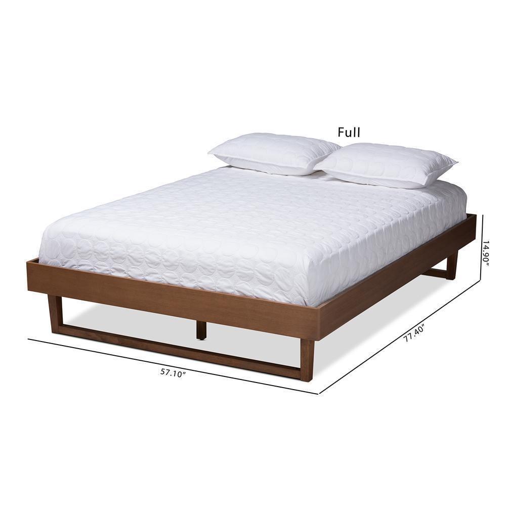 Liliya Mid-Century Modern Walnut Brown Finished Wood Full Size Platform Bed Frame FredCo