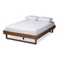 Liliya Mid-Century Modern Walnut Brown Finished Wood Full Size Platform Bed Frame FredCo