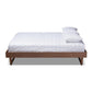 Liliya Mid-Century Modern Walnut Brown Finished Wood King Size Platform Bed Frame FredCo