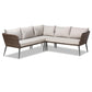 Lillian Modern and Contemporary Light Grey Upholstered and Brown Finished 5-Piece Woven Rattan Outdoor Patio Set FredCo