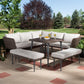 Lillian Modern and Contemporary Light Grey Upholstered and Brown Finished 5-Piece Woven Rattan Outdoor Patio Set FredCo