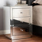 Lina Modern and Contemporary Hollywood Regency Glamour Style Mirrored Three Drawer Nightstand Bedside Table FredCo