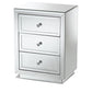 Lina Modern and Contemporary Hollywood Regency Glamour Style Mirrored Three Drawer Nightstand Bedside Table FredCo