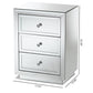 Lina Modern and Contemporary Hollywood Regency Glamour Style Mirrored Three Drawer Nightstand Bedside Table FredCo