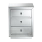 Lina Modern and Contemporary Hollywood Regency Glamour Style Mirrored Three Drawer Nightstand Bedside Table FredCo