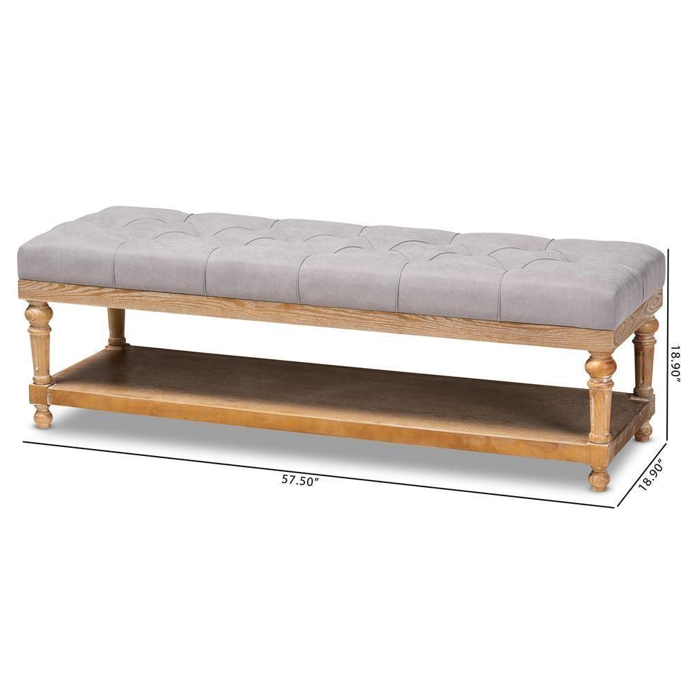 Linda Modern and Rustic Grey Linen Fabric Upholstered and Greywashed Wood Storage Bench FredCo