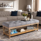 Linda Modern and Rustic Grey Linen Fabric Upholstered and Greywashed Wood Storage Bench FredCo