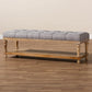 Linda Modern and Rustic Grey Linen Fabric Upholstered and Greywashed Wood Storage Bench FredCo