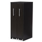 Lindo Dark Brown Wood Bookcase with Two Pulled-out Doors Shelving Cabinet FredCo