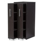 Lindo Dark Brown Wood Bookcase with Two Pulled-out Doors Shelving Cabinet FredCo