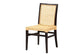 Lingga Modern Bohemian Dark Brown Mahogany Wood and Natural Rattan Dining Chair FredCo